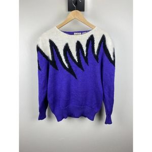 Vintage Jardin Purple Flames Knit Sweater Women - M